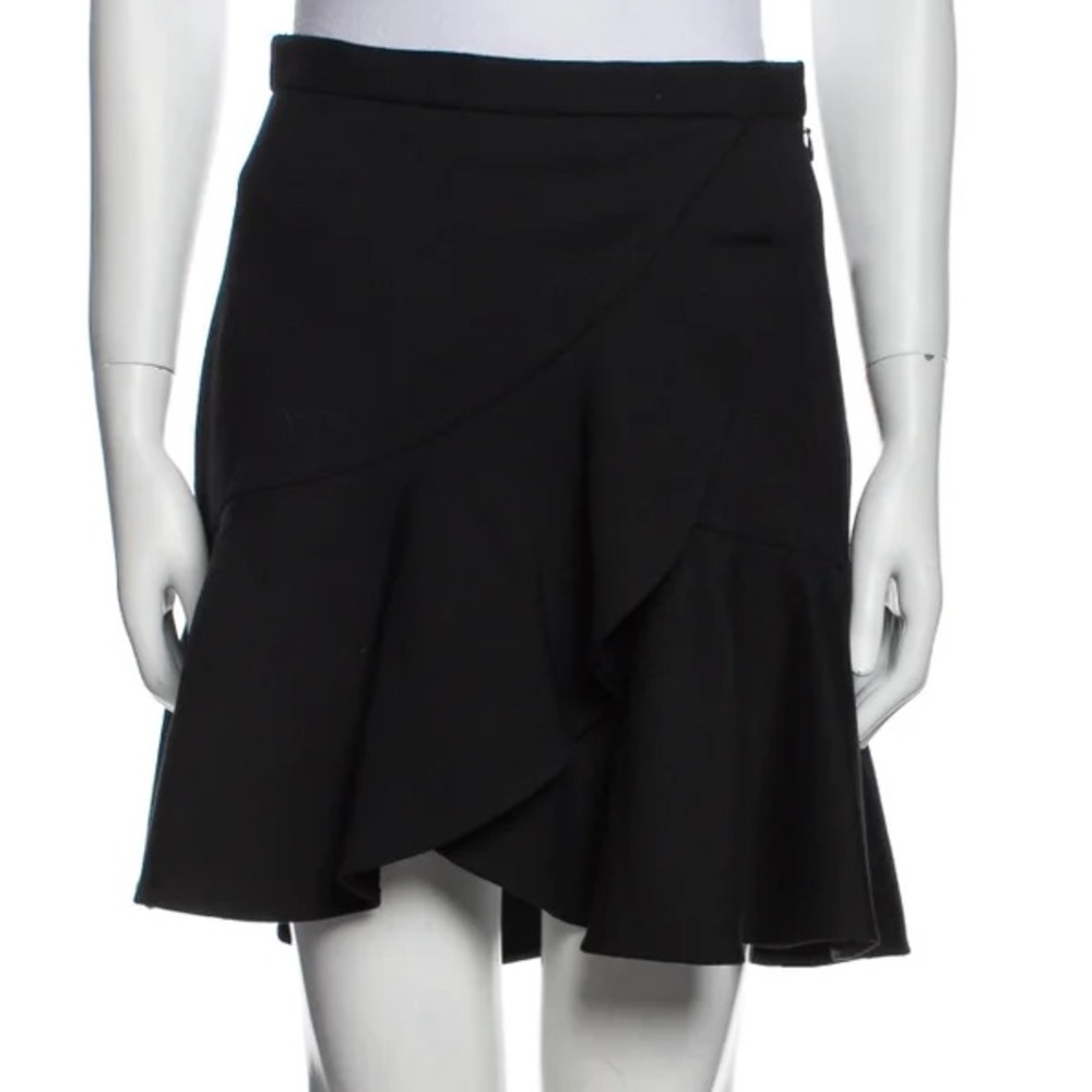 3.1 Phillip Lim ruffle hem wool blend mini‎ Skirt solid high waisted black